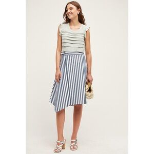 Anthro Maeve Sea Stripe Asymmetrical Wrap Skirt Nautical Coastal Size 14 $128
